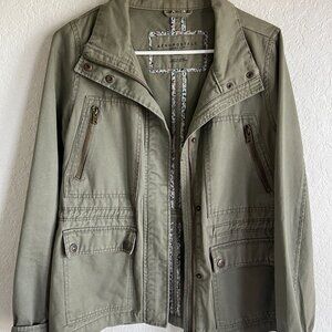 Aeropostale Blazer Jacket M Junior Women’s Army Green Full Front Zip Jacket